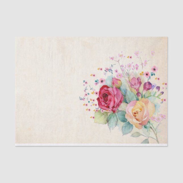Roses flowers on Ecru Tissue Paper (Front)