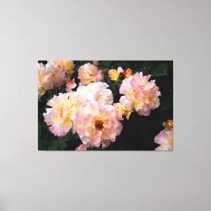 Roses Flowers , Pink Yellow Roses Canvas Print