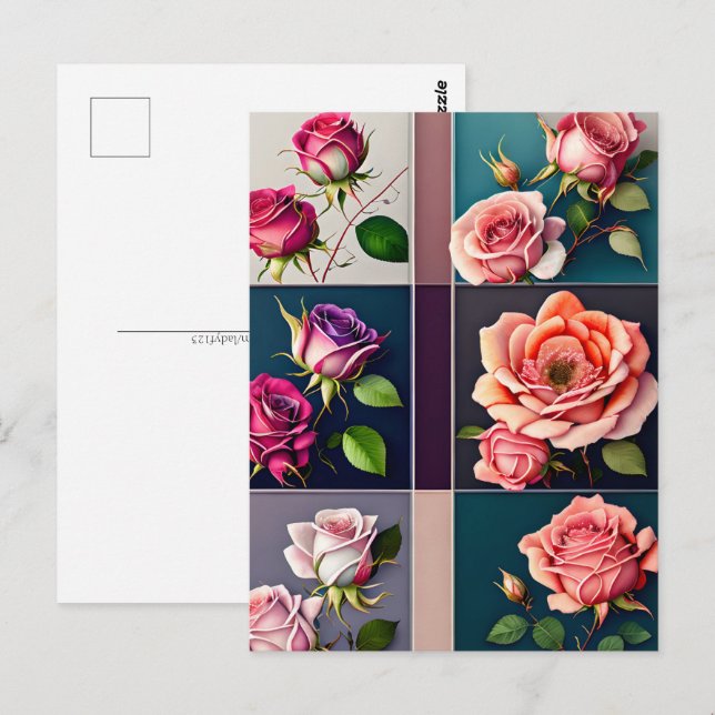 Roses, flowers, Postcrossing Postcard (Front/Back)
