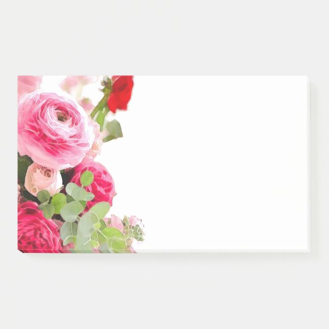 Roses Flowers Watercolor Custom Blank Template Post-it Notes (Front)