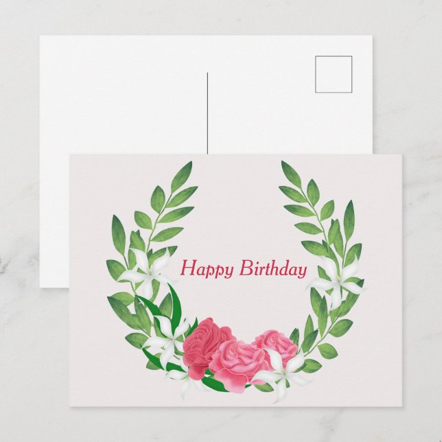 Roses for Birthday Postcard (Front/Back)