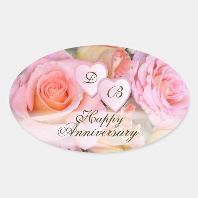 Roses for my Love  ~ Oval Stickers (Front)