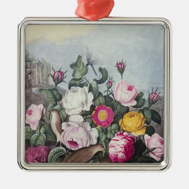 Roses, from 'The Temple of Flora' Metal Ornament (Front)