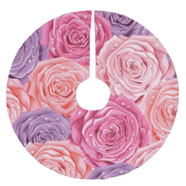 Roses Galore: Beautiful Seamless Pattern. Brushed Polyester Tree Skirt (Front)