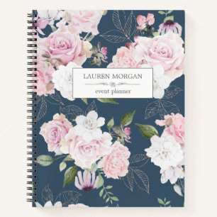 Roses Garden Blue Personalized Notebook
