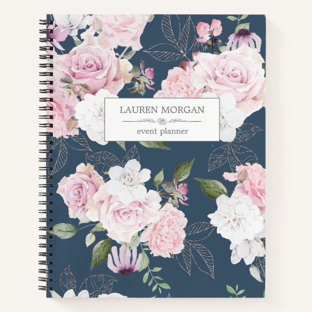 Roses Garden Blue | Personalized Notebook (Front)