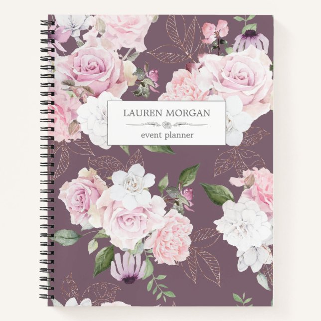 Roses Garden Mauve | Personalized Notebook (Front)