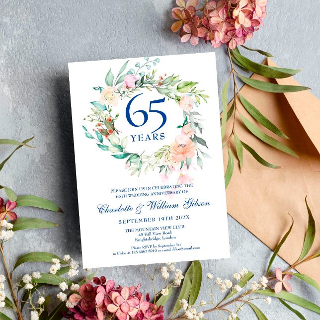 Roses Garland 45th 65th Wedding Anniversary Invitation (Creator Uploaded)