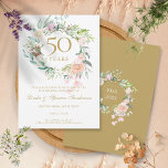 Roses Garland 50th Anniversary Save the Date Invitation<br><div class="desc">Featuring a delicate watercolour floral garland,  this chic botanical 50th wedding anniversary save the date invitation can be personalised with your special save the date information. The reverse features a matching floral garland framing your anniversary dates in elegant white text on a gold background. Designed by Thisisnotme©</div>