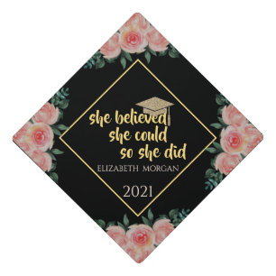 Roses Glitter Graduate Cap