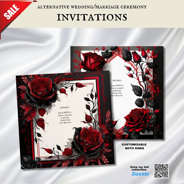 ROSES GOTHIQUES TRAITANT DES INVITATIONS DE CÉRÉMO (Créateur téléchargé)