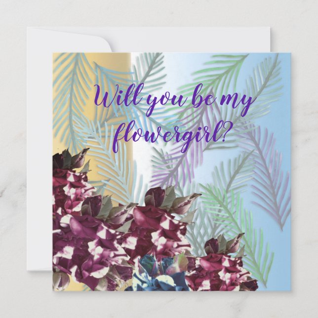 Roses, Green leaves Will you be my flowergirl card (Front)