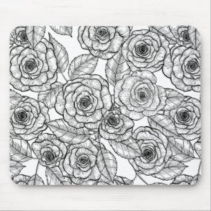 Roses hand drawn pattern mouse pad