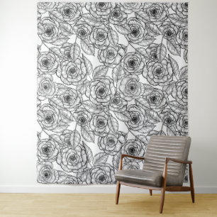Roses hand drawn pattern tapestry