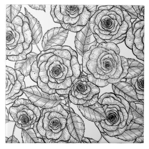 Roses hand drawn pattern tile