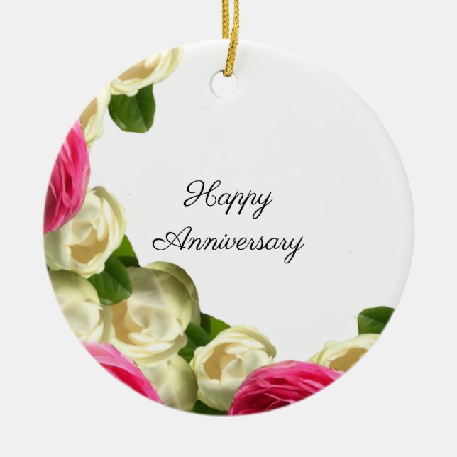 Roses Happy Anniversary Ornament (Front)