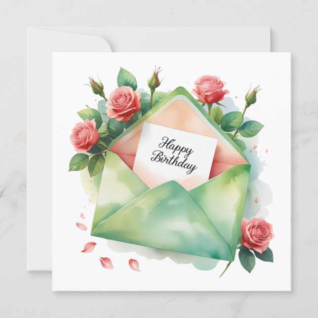 Roses & Happy birthday card (Front)