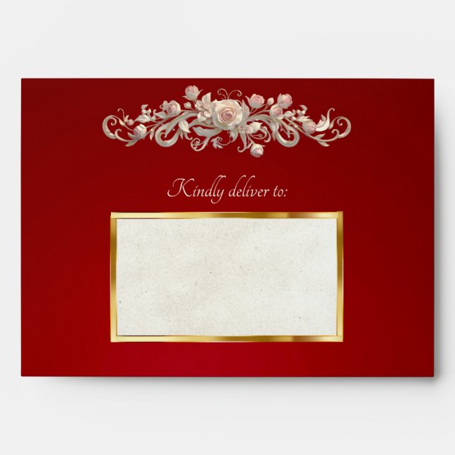 Roses & Heart Envelope - Red (Front)