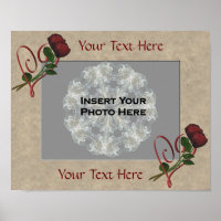 Roses Heart Frame Add Your Photo Poster Print