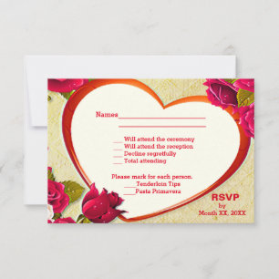 Roses & Heart Frame RSVP & Menu Postcard