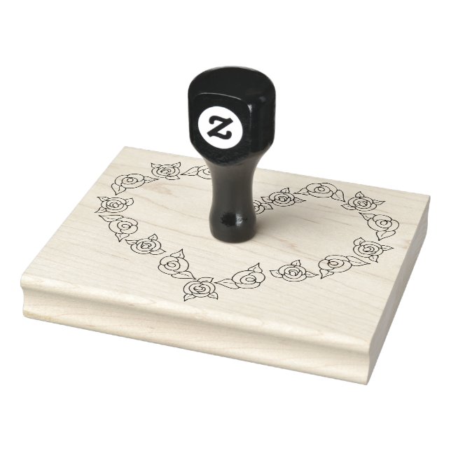Roses Heart Shape, Line Art, 4" x 5" Rubber Stamp (Stamp)