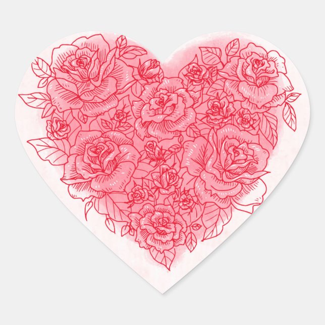 Roses Heart Sticker (Front)