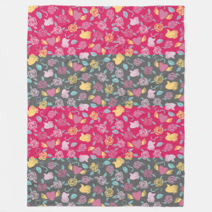 Roses, Hearts, and Hands Pattern Fleece Blanket