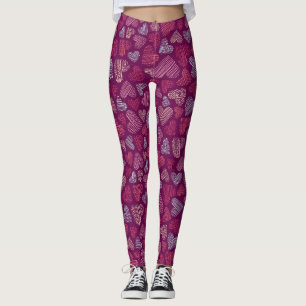 Roses, Hearts, and Hands Pattern Leggings