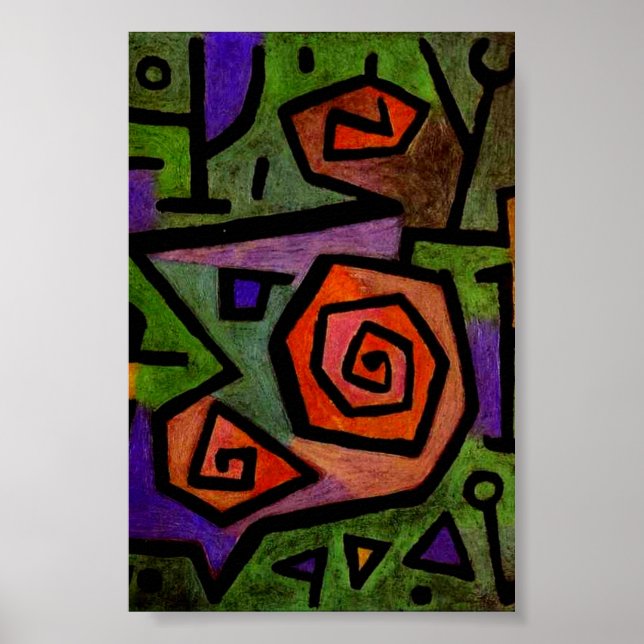 Roses héroïques par Paul Klee Poster d'art Abstrai (Devant)