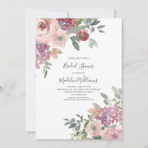 Roses Hydrangea Bridal Shower Invitation