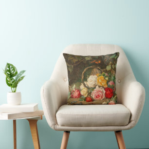 Roses in a Basket – Josef Neugebauer Throw Pillow