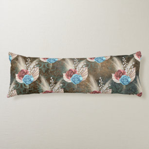 Roses in a Fleur De Lis Background Body Pillow