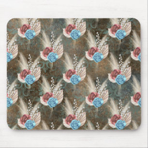 Roses in a Fleur De Lis Background Mouse Pad