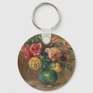 Roses in a Green Vase by Pierre-Auguste Renoir Keychain