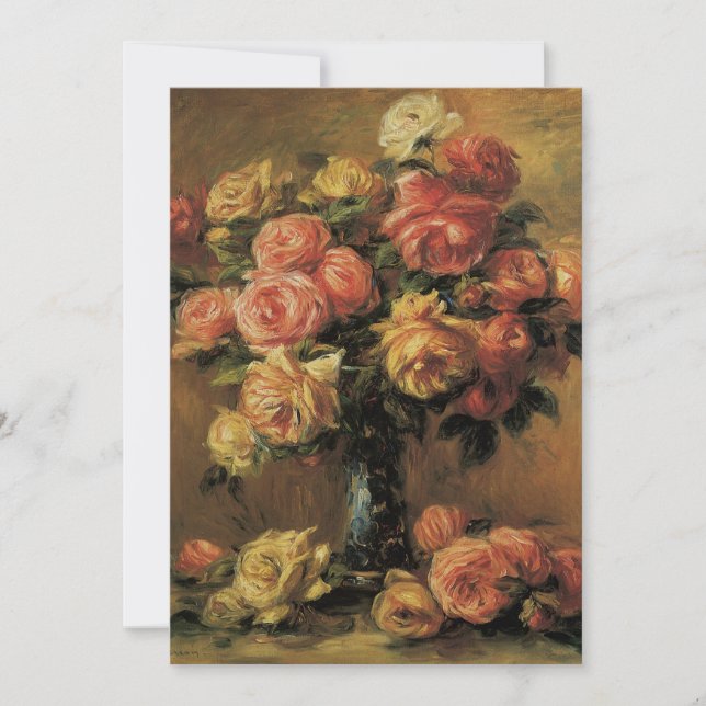 Roses in a Vase 3 by Renoir, Wedding Invitation (Front)
