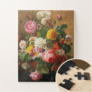 Roses in a Vase by Aghate Pilon, Floral Art Jigsaw Puzzle