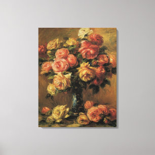 Roses in a Vase by Pierre Renoir, Vintage Fine Art Canvas Print