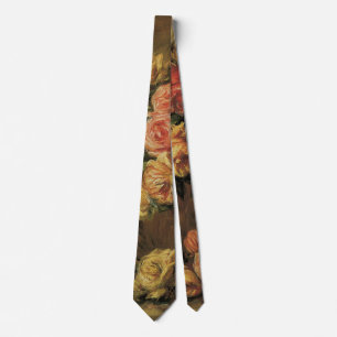 Roses in a Vase by Pierre Renoir, Vintage Fine Art Tie
