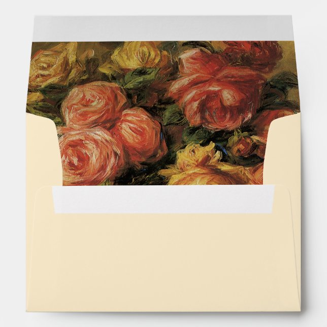 Roses in a Vase by Renoir, Floral Bridal Shower Envelope (Back (Bottom))