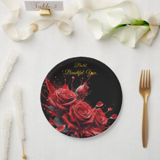 Roses in Bloom - Elegant Birthday Paper Plate