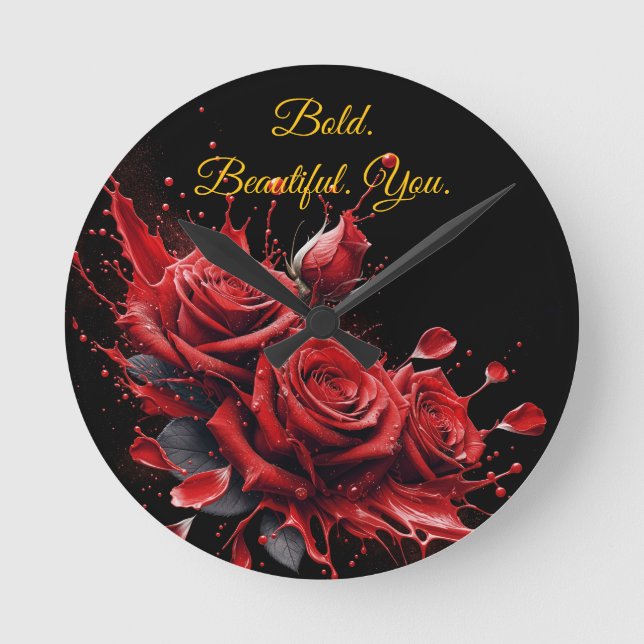 Roses in Bloom - Elegant Birthday Round Clock (Front)