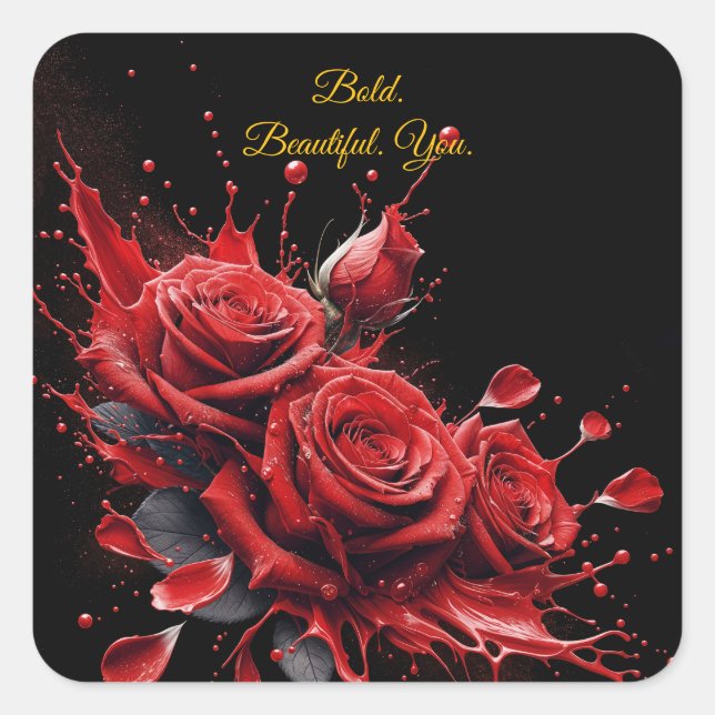 Roses in Bloom - Elegant Birthday Square Sticker (Front)