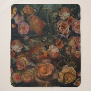Roses In Fall Vintage Colours Botanical Garden Sherpa Blanket