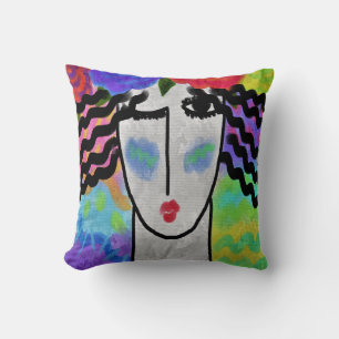 Roses in Her Hair Abstract Art Throw Pillow