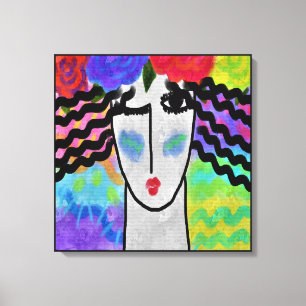 Roses in Her Hair Abstract Digital Painting Canvas Print