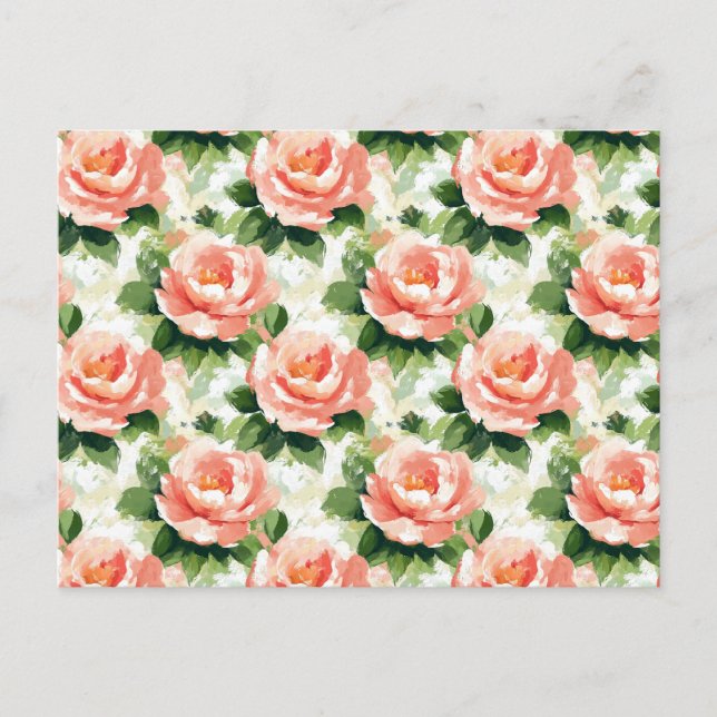 Roses in Peach Pink Pattern Postcard (Front)