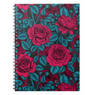 Roses in red and blue notebook