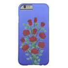 Roses in Red on Blue Background