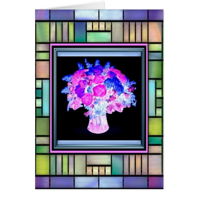 Roses in Stained Glass Card (Front)