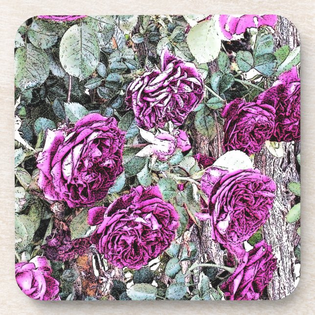 Roses Ink Outline Coaster (Front)